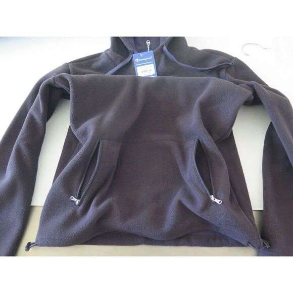 Champion 213555-001 Men's Size M Black Suede Script Logo Fleece Hoodie $105 - Picture 7 of 8